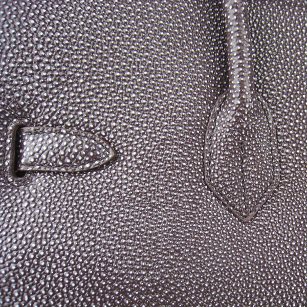 High Quality Fake Hermes Birkin 35CM Pearl Veins Leather Bag Dark Coffee 6089